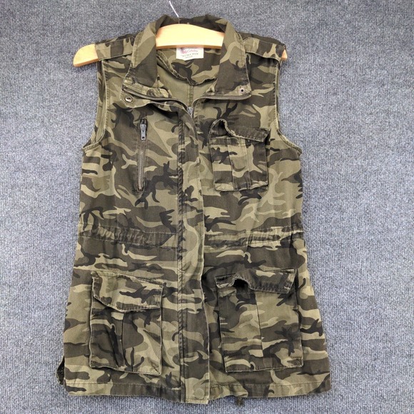 Ashley by 26 International Women's Zip Up Utility Vest Camo Small Multi Pockets - Picture 2 of 12